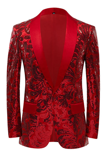 Glitter Røde Paljetter Herre Blazer